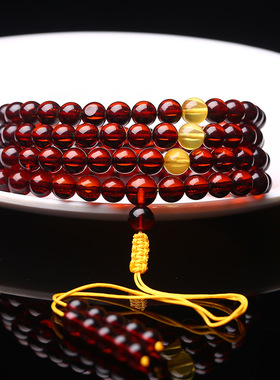 天然血珀手串琥珀蜜蜡手链多圈男