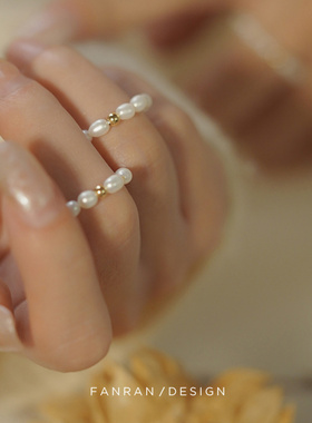 新款极强光天然淡水akoya珍珠戒