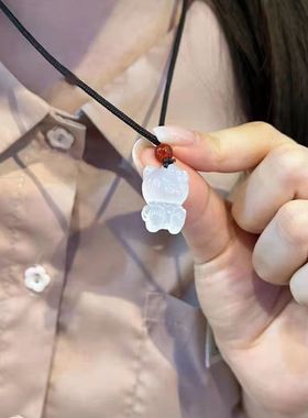 Hellokitty白玛瑙项链女KT猫吊坠