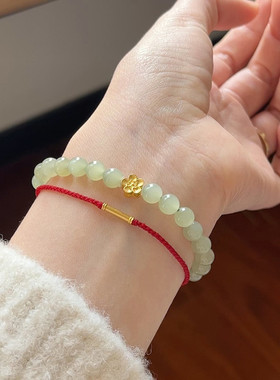 晴水和田玉圆珠6mm单圈DIY女款手