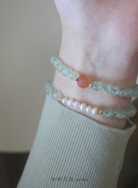 自然葡萄晶手链夏女珍珠南红玛瑙