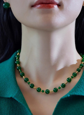绿玛瑙新中式项链女春夏百搭高级