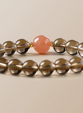 天然茶水晶手链太阳石盘玩手串春