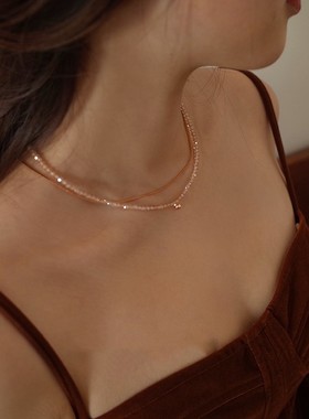 流金岁月闪耀串珠锁骨链14k包金