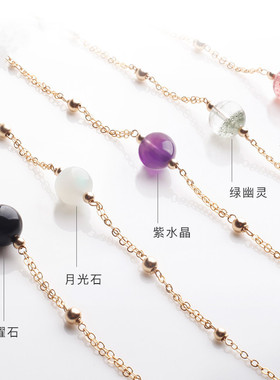 天然草莓晶圆珠单圈手链DIY手工