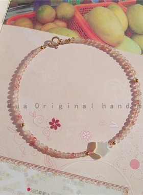 极细设计天然2mm草莓晶手链幸运