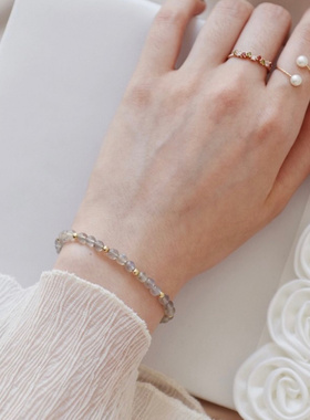 自然灰蓝色月光石手链简约ins风