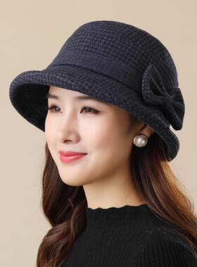 妈妈帽子女秋冬季渔夫帽毛绒