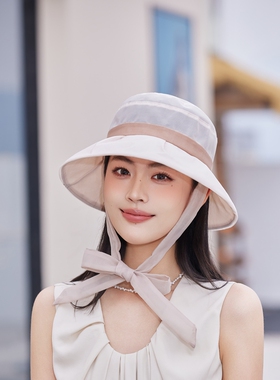 夏季新款大檐防晒帽子女夏季可折叠遮阳帽户外度假宽檐防晒帽凉帽