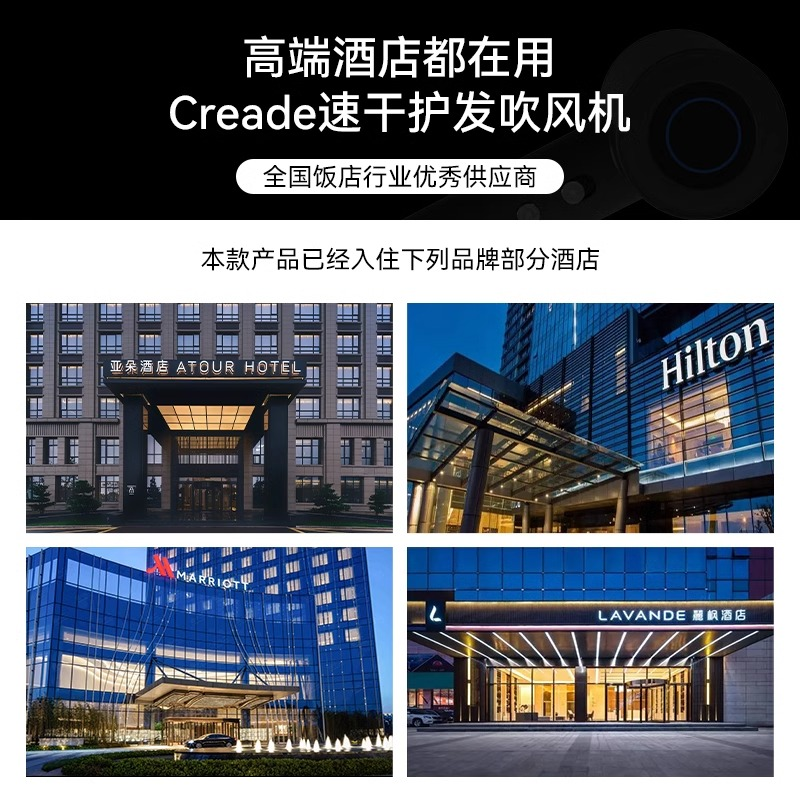 creade高速电吹风家用负离子恒温护发吹风机希尔顿同款速干吹风筒 - 图0