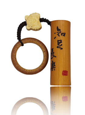 文玩实心玉竹手把件编织牌竹圈