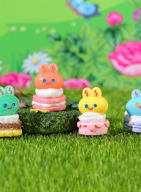 立体兔子蛋糕头萌粒卡通动物树脂小配件奶油胶DIY手工材料自制