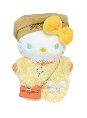 日本正版HelloKitty白绒贵妇挎包公仔kt玩偶包挂件节日时尚礼物女