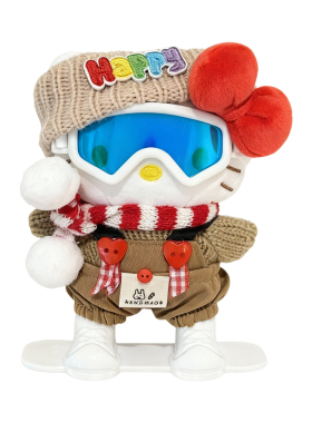 日本正版HelloKitty冬日运动滑雪公仔挂件kt猫可爱卡通护目镜玩偶