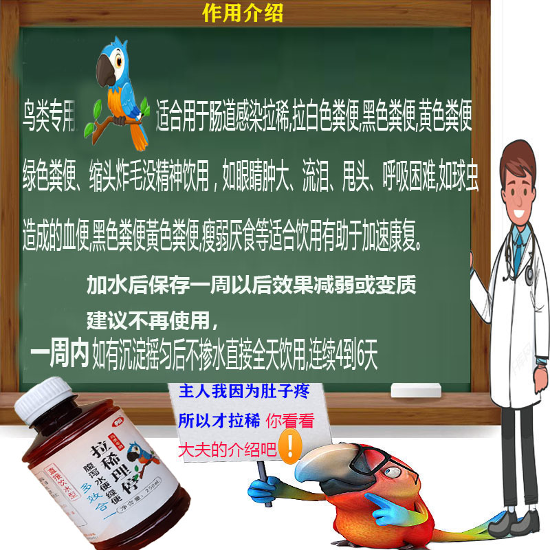 鹦鹉脱肛拉稀拉白色粪便绿便水便鹩哥药八哥拉稀画眉拉稀药 - 图1