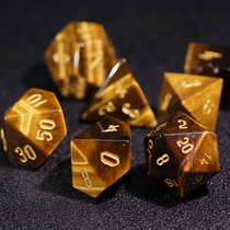 Yellow Tiger Eye Stone Running Group Dice COC Running Group DND Table Tours TRPG Dice Ksu Rui Runner Gem Custom Dice