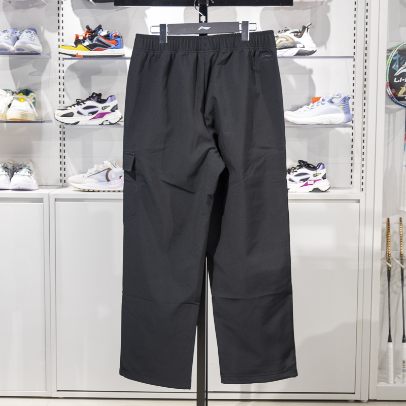 李宁运动裤男子2023冬季新款宽松加绒防泼水直筒休闲长裤AYKT673-图0