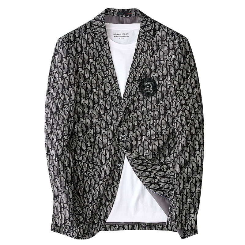 春夏男修身韩版字母印花雅痞小西服 首尔精品男装店西服