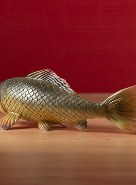 黄铜仿真鲤鱼装饰摆件年年有余