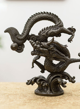 铜龙年摆件五爪龙腾四海高档礼品