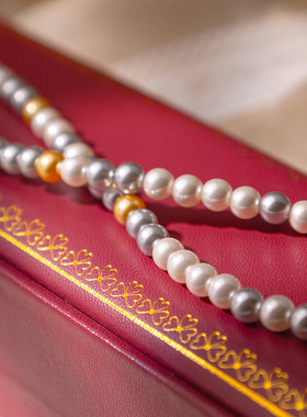 轻奢混彩秋冬珍珠项链 新款爆款时尚锁骨链 感糖果四季颈链