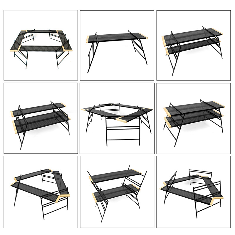 户外烧烤桌可拼接露营篝火围桌多功能折叠网桌野营自驾游野餐桌子 - 图2