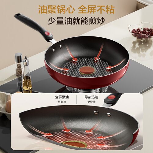 苏泊尔平底锅不粘锅煎锅家用煎饼煎蛋牛排煎锅聚油燃气电磁炉通用 - 图1