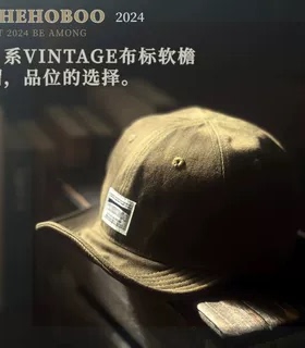 大头围日系贴布软檐棒球帽