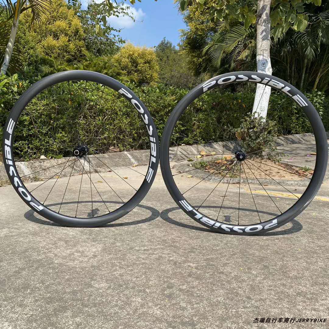 POSSIBLE 轻量化公路车碳纤维轮组 DT 350花鼓 碳刀开口胎车轮C38 - 图0