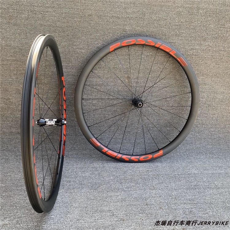 POSSIBLE 轻量化公路车碳纤维轮组 DT 350花鼓 碳刀开口胎车轮C38 - 图1