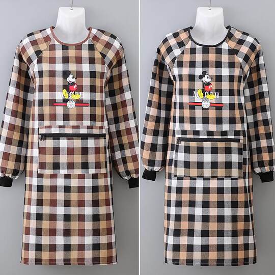 Apron for home kitchen reverse-wearing long-sleeved blouse for adults and ladies cute new fashion cooking protective clothing