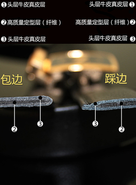 双面头层纯牛皮腰带无头带身无扣
