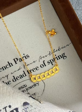 24K金古法金沙金钱币串项链