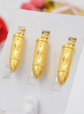 新款个性情侣款镀沙金子弹吊坠简约男女挂坠久不掉色项链吊坠套装