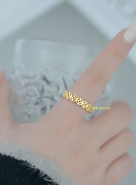 铜合金镂空铜钱男女情侣钱币戒指