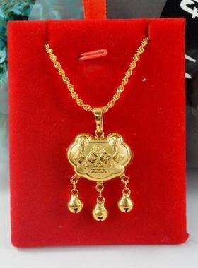 越南沙金长命锁项链女韩版气质