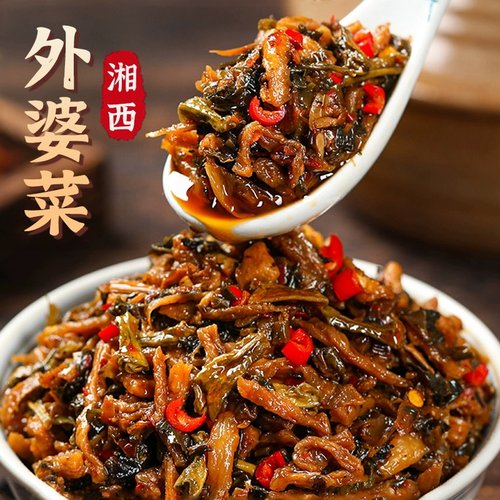 外婆菜炒腊肉下饭菜瓶装即食湖南农家酱菜咸菜拌饭香辣开胃菜罐装 - 图0