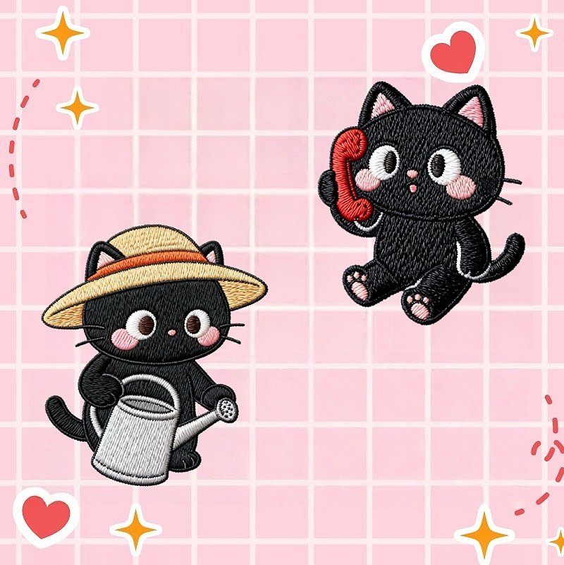 草莓黑猫自粘布贴衣服刺绣时尚小补丁贴羽绒服裤子卫衣破洞修补贴,淘宝优惠券,粉丝福利购,淘宝优惠卷