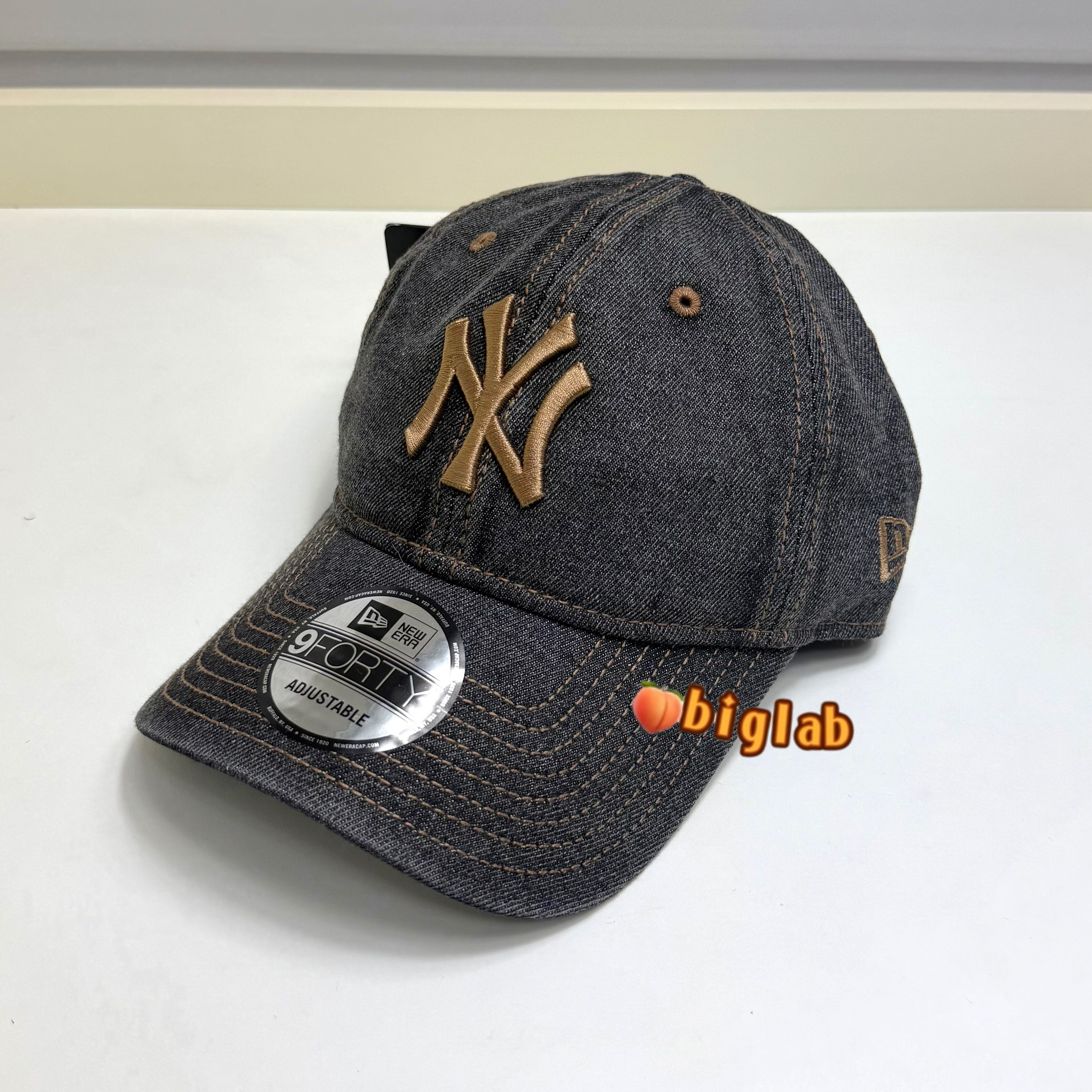 韩国NewEra新款牛仔棒球帽NY刺绣男女同款940外缝线弯檐帽子学生