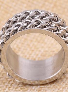 欧美饰品朋克风锁链钛钢男士戒子