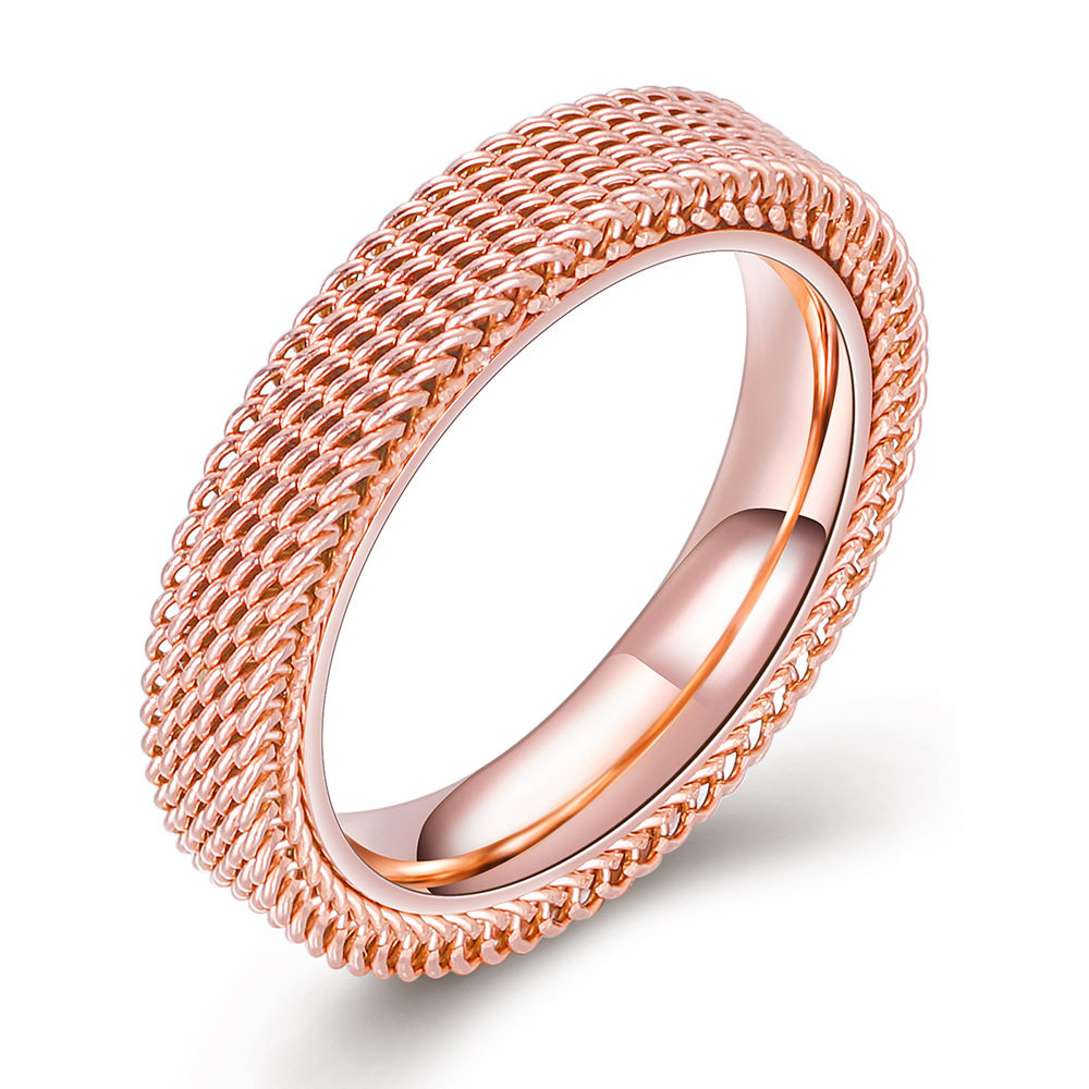 Jewelry Double Layer Mesh Hollow Titanium Steel Ring