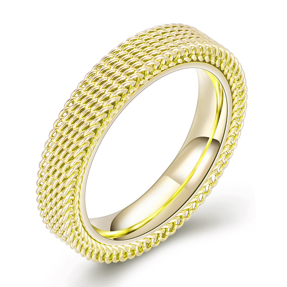Jewelry Double Layer Mesh Hollow Titanium Steel Ring