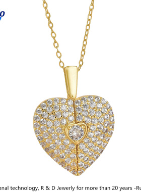 瑞铂朗爱心开合锆石项链Necklace