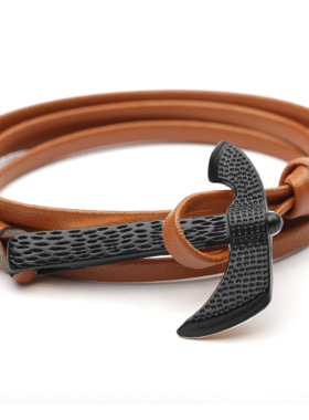 仿真船锚斧头维京人情侣黑色手链