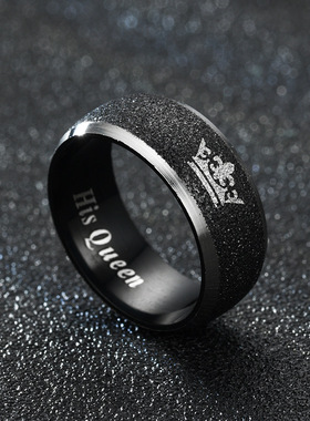 欧美风钛钢黑色戒指