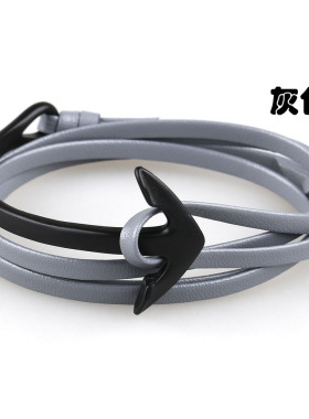 热卖Miansai欧美海军风鱼钩 大弯船锚手工牛皮尼龙绳情侣