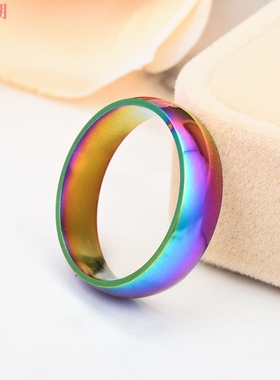 瑞铂朗2020新款七彩炫光 彩虹指环 韩版弧面不锈钢戒指惊爆流行款