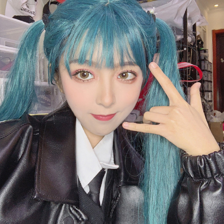 抖音网红假发女装大佬长直发双马尾lolita全头套式奶奶灰演出假毛