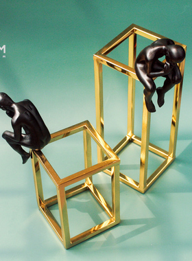 创意摆件金色长方形框架饰品