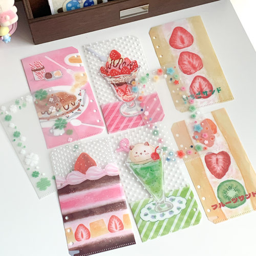 （4件包邮）栗栗斯 原创A6p手帐甜品活页收纳夹分隔页 配件 - 图0